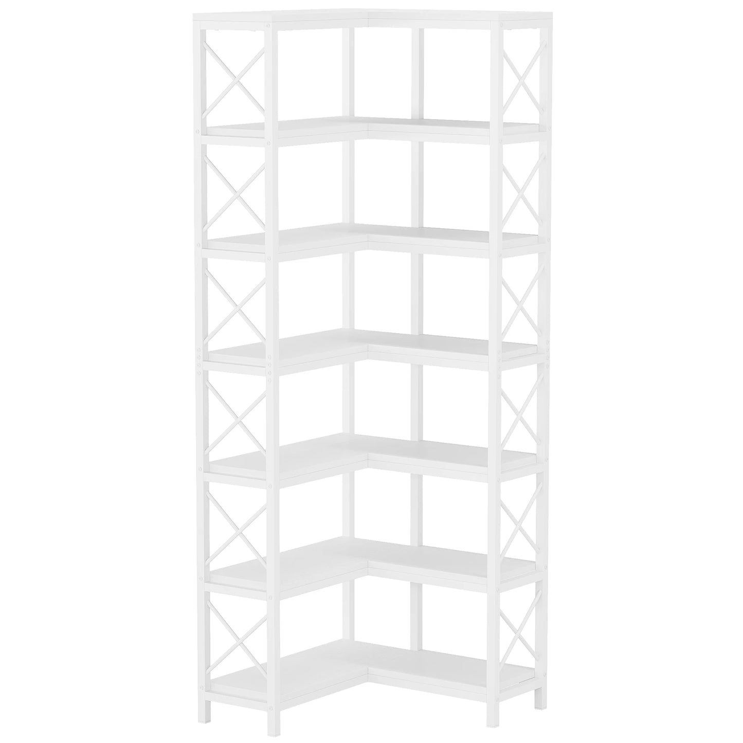 Tribesigns 7 Tier Corner Bookshelf Modern Wood Display Rack