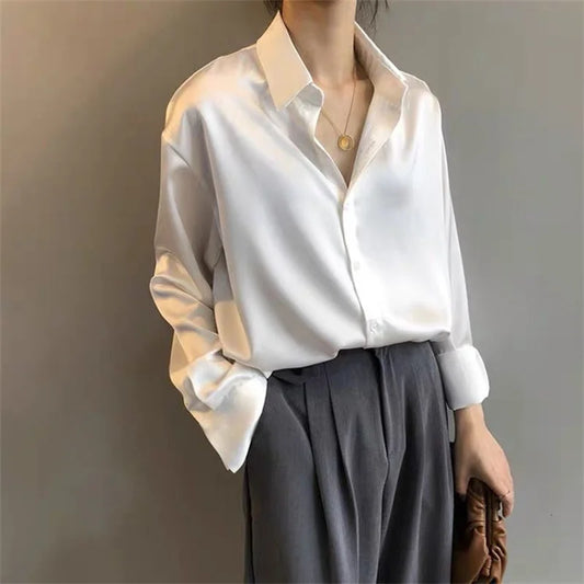 RibbonFishCN Women Spring Autumn Blouse Long Sleeve Collar