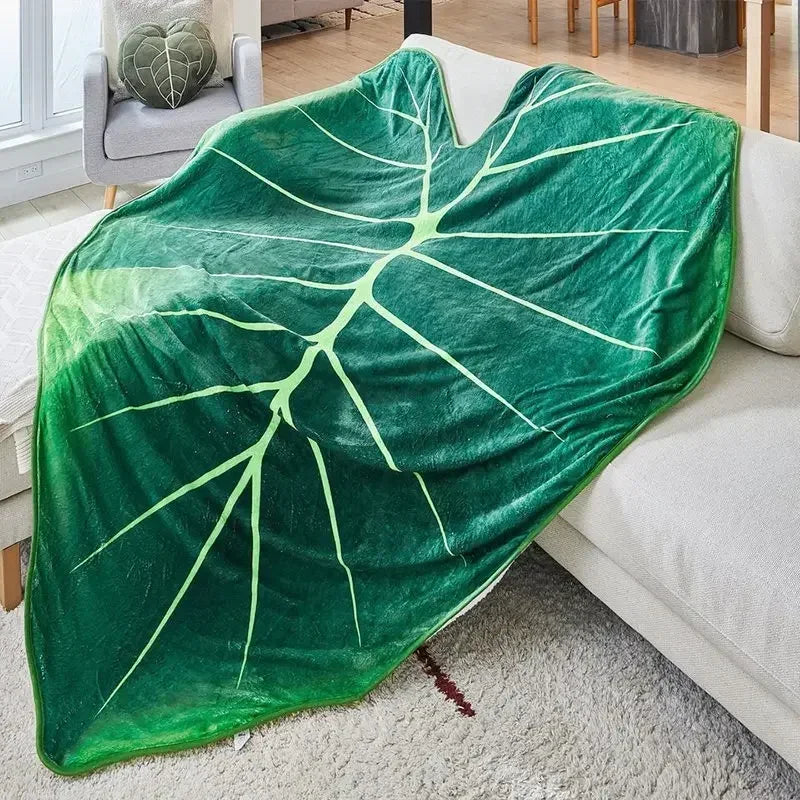 Super Soft Giant Leaf Blanket Gloriosum Plant Design Cozy Home Decor Throw for Bed and Sofa