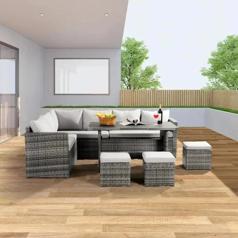 YUJINGXI 7 Piece Outdoor Patio Furniture Set Wicker