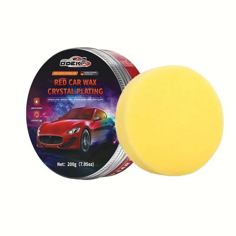 200g red Car Wax for Car Paint Care, Waterproof Wax, Renovation Polishing Protection, Hydrophobic Coating, With Waxing Sponge!