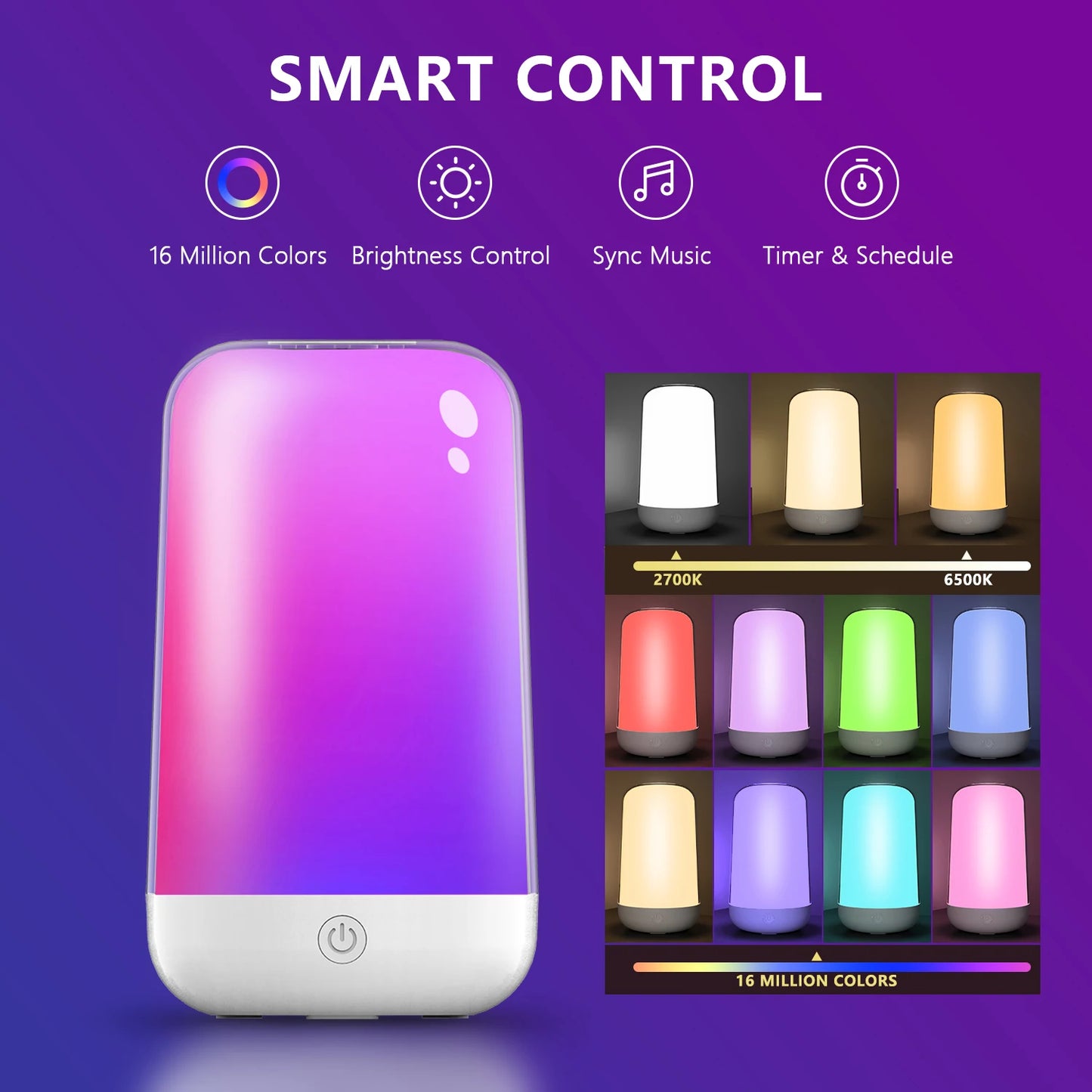 Smart Touch Dimmable RGB Nightstand Lamp for Cozy Ambiance
