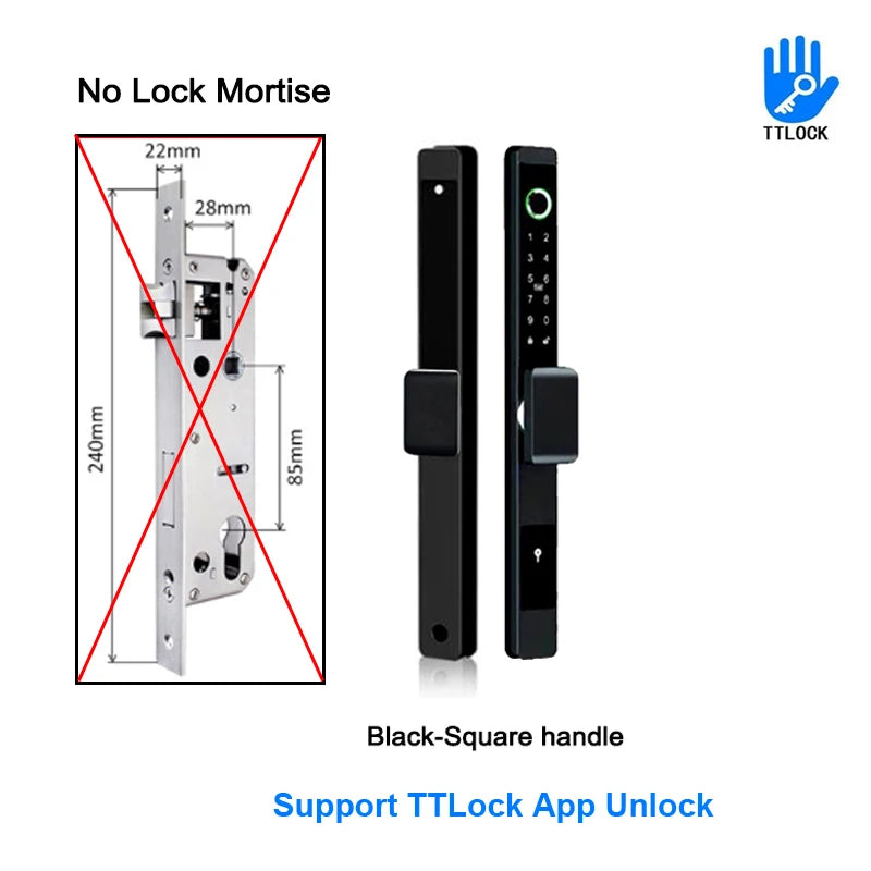 ZhdCookey Electronic Door Lock APP Remote Unlock Waterproof Fingerprint IC Card Password Aluminum Alloy Sliding Door Smart Lock