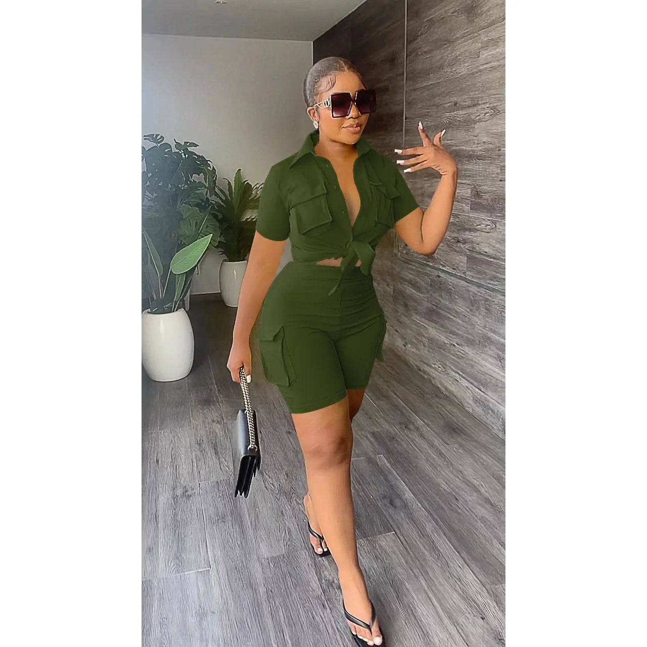 Stylish Summer Two Piece Set for Women with Pockets