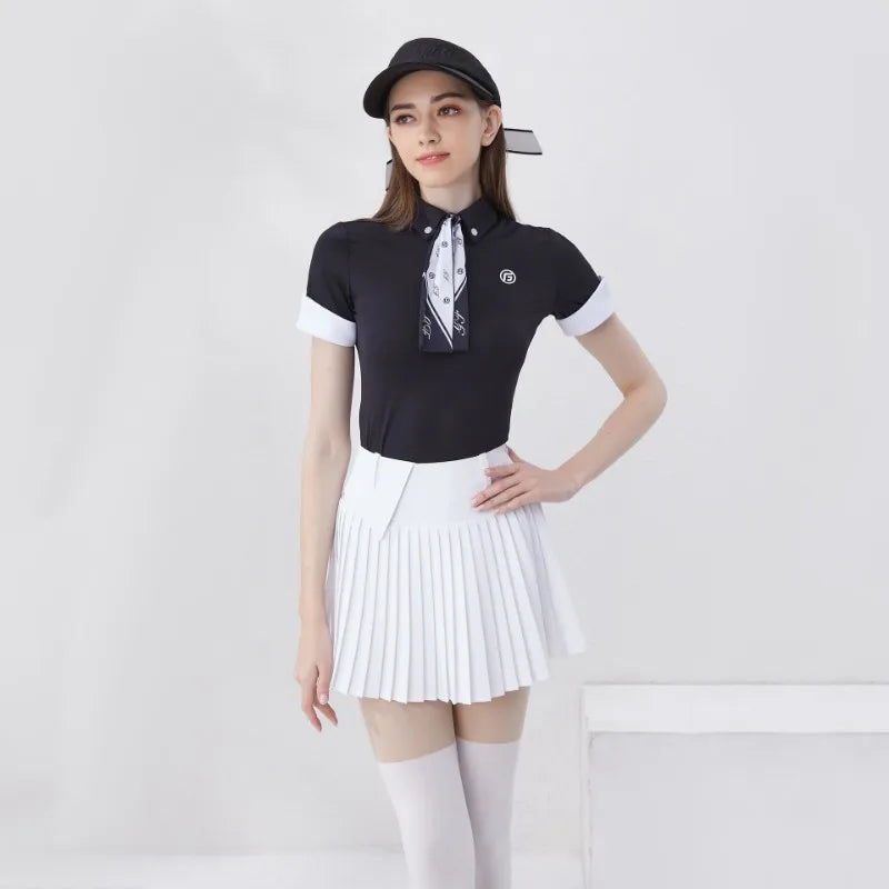 WH Light Snow Women Golf Sport TShirt Pleated Skirt