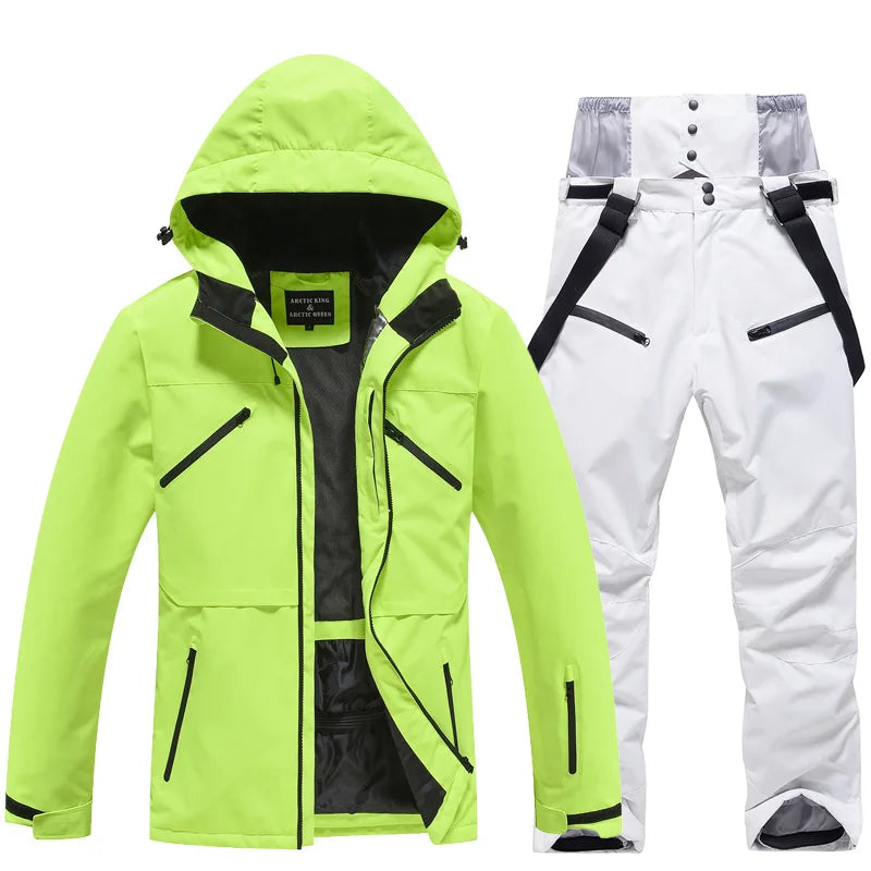 Arctic Queen Women's Ski Suit Hooded Waterproof Windproof Jacket Pants
