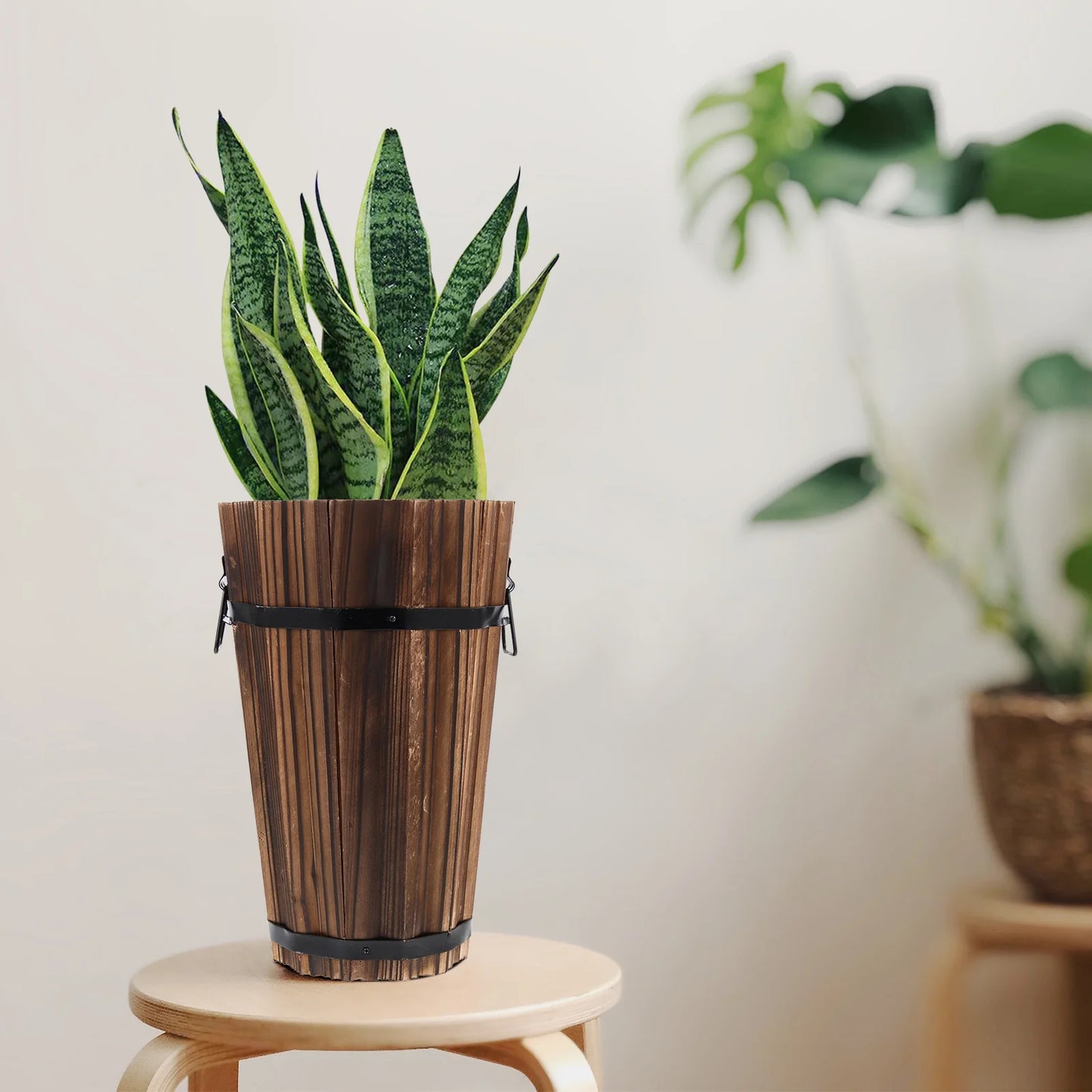 Choice Wooden Planter Retro Design Flowerpot For Garden