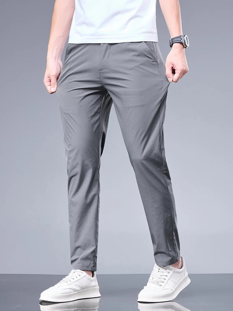 Men's Casual Ice Silk Straight Pants for Spring and Summer