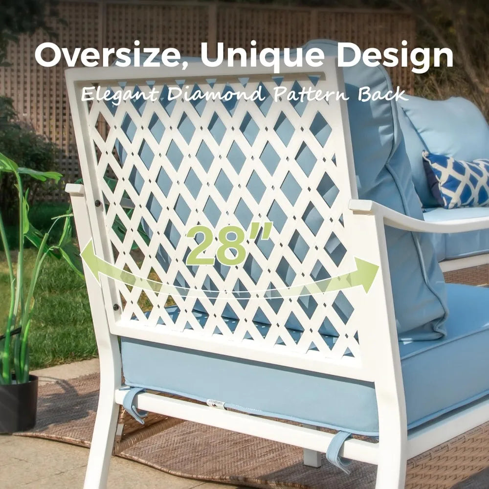 Zhuxiang 5 Seat Outdoor Patio Furniture Set With Cushioned Chairs Sofa And Marbling Coffee Table