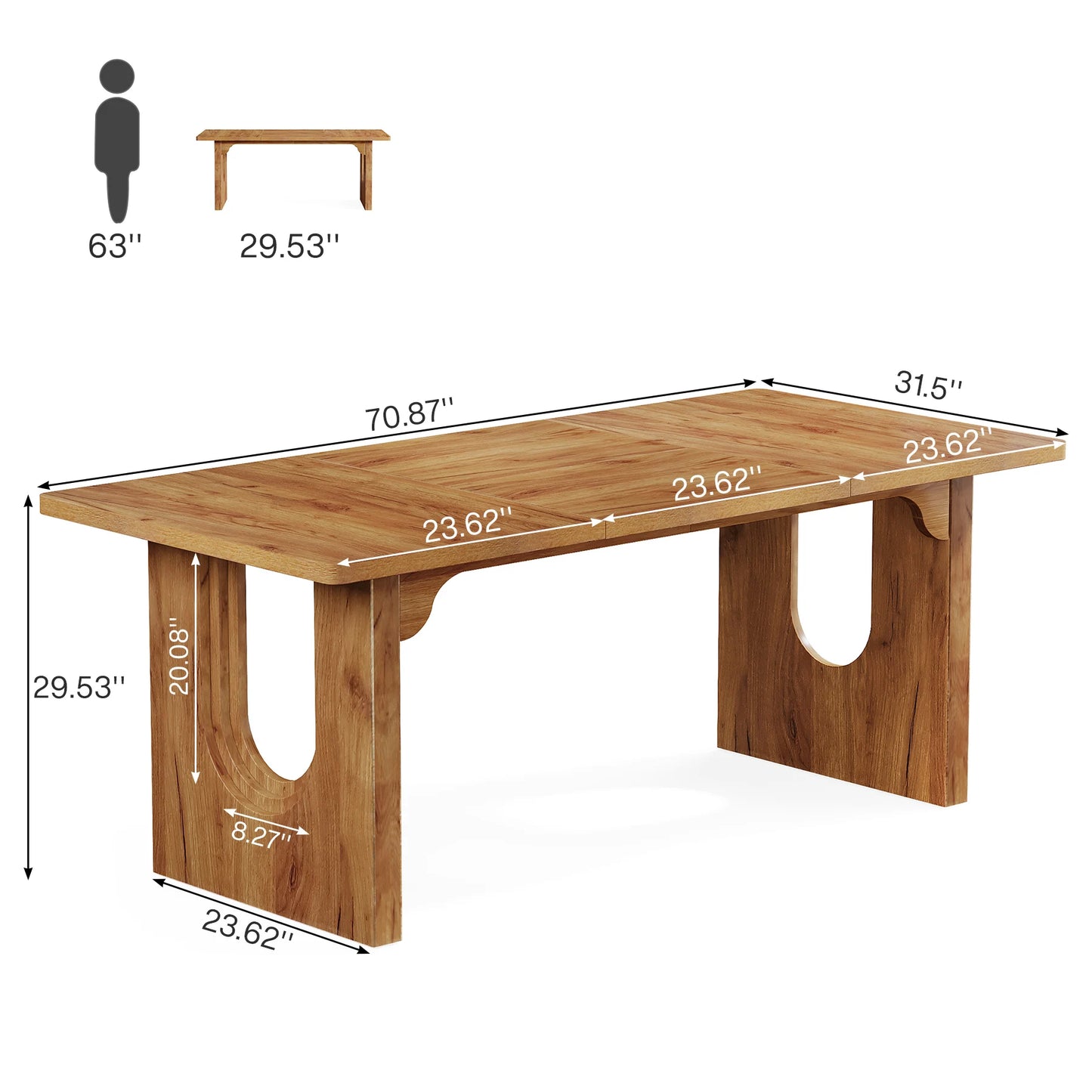 Tribesigns Modern Dining Table With Wood Pedestal Base