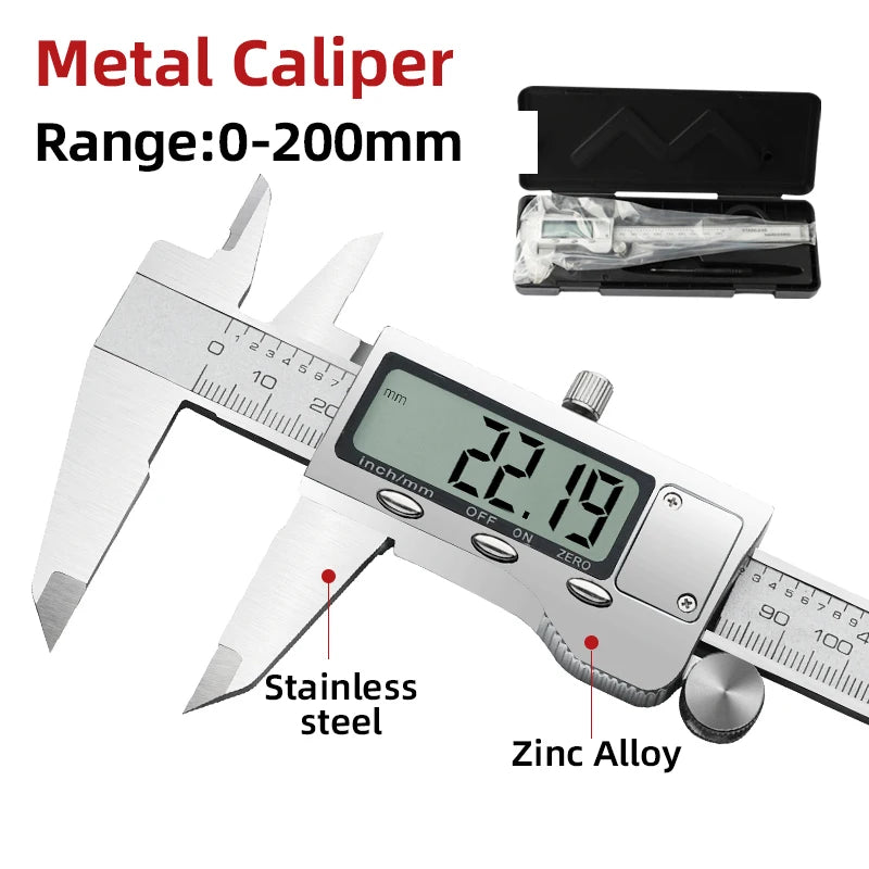 Digital Vernier Caliper Stainless Steel Measuring Tool for Woodworking