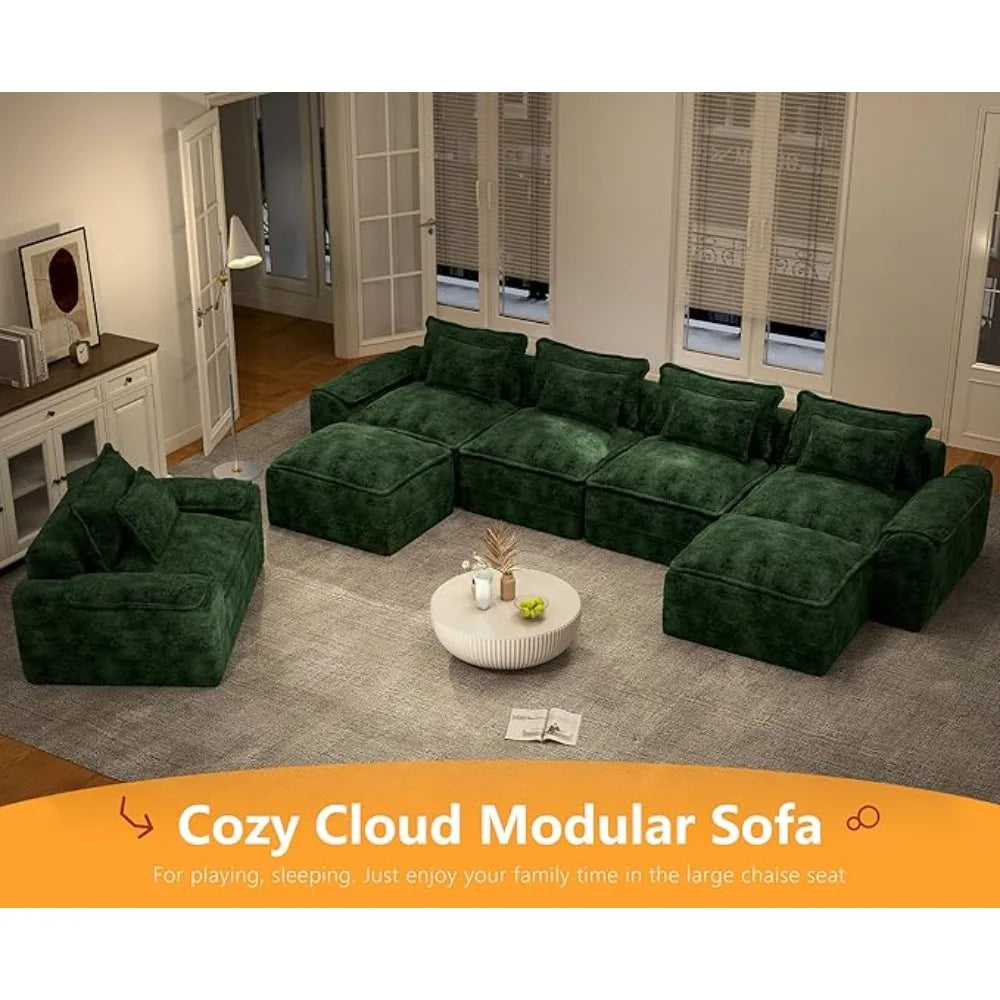 HUANZHUANG Cloudlike ModularConfigurable USShaped Sectional Sofa With Seamless Removable Covers