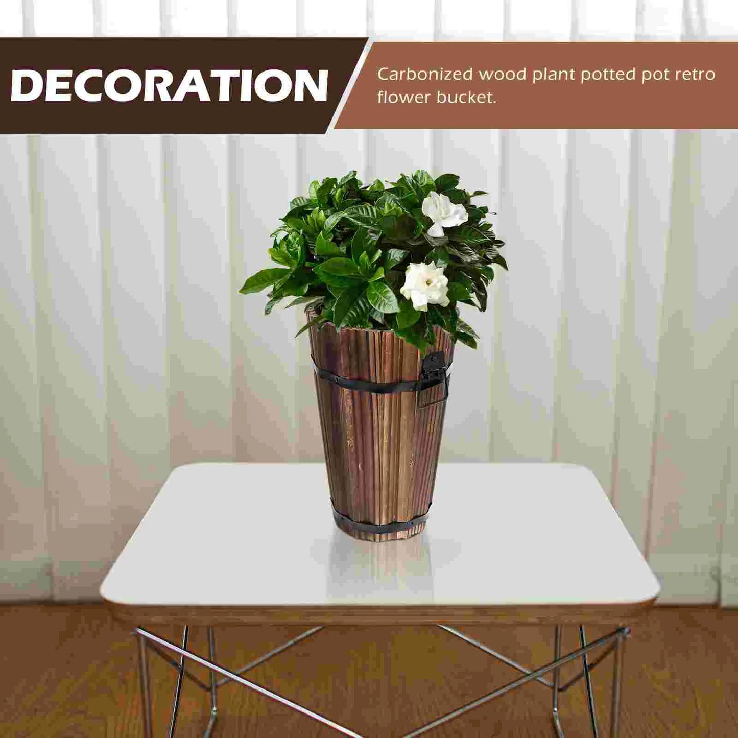 Choice Wooden Planter Retro Design Flowerpot For Garden