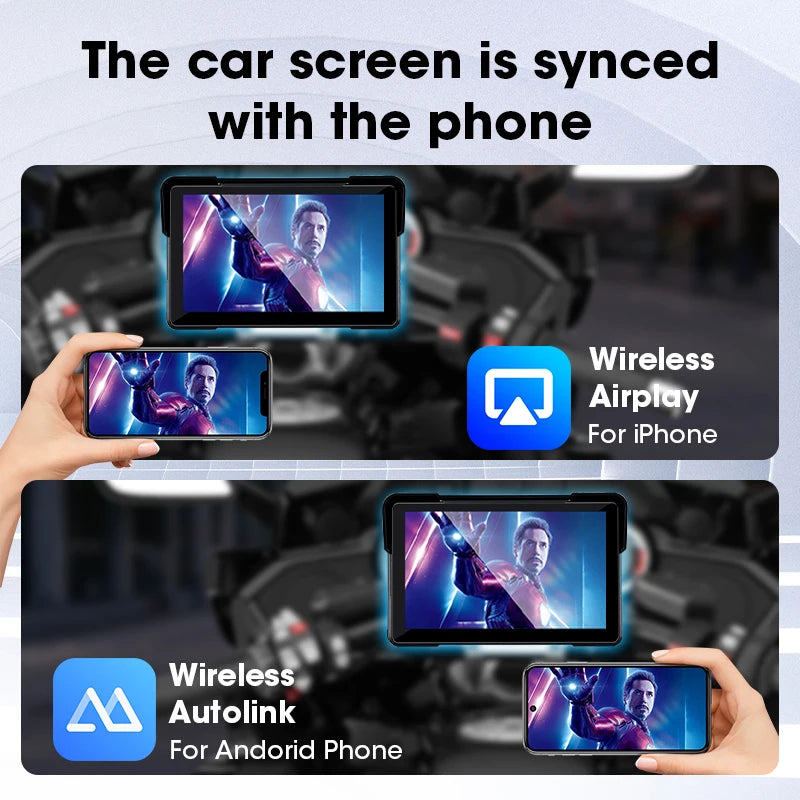 JMCQ Motorcycle DVR GPS Multimedia Player CarPlay IPX7