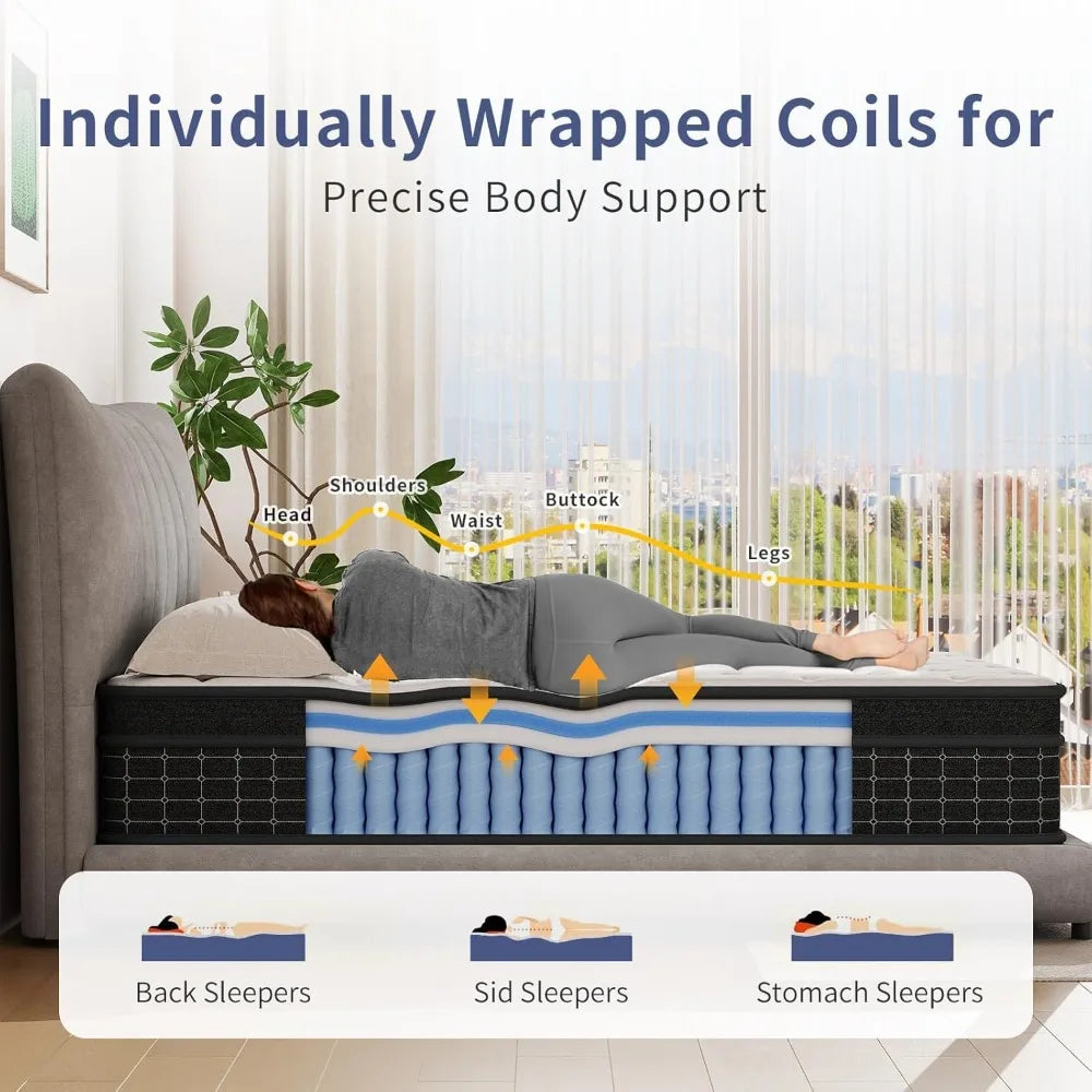 ANGDUO Hybrid Mattress With Pocketed Coils CertiPUR US