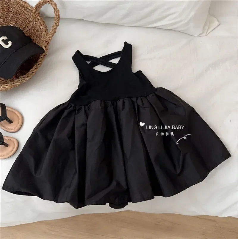 Girls Back Hollow Sleeveless Summer Casual Dress
