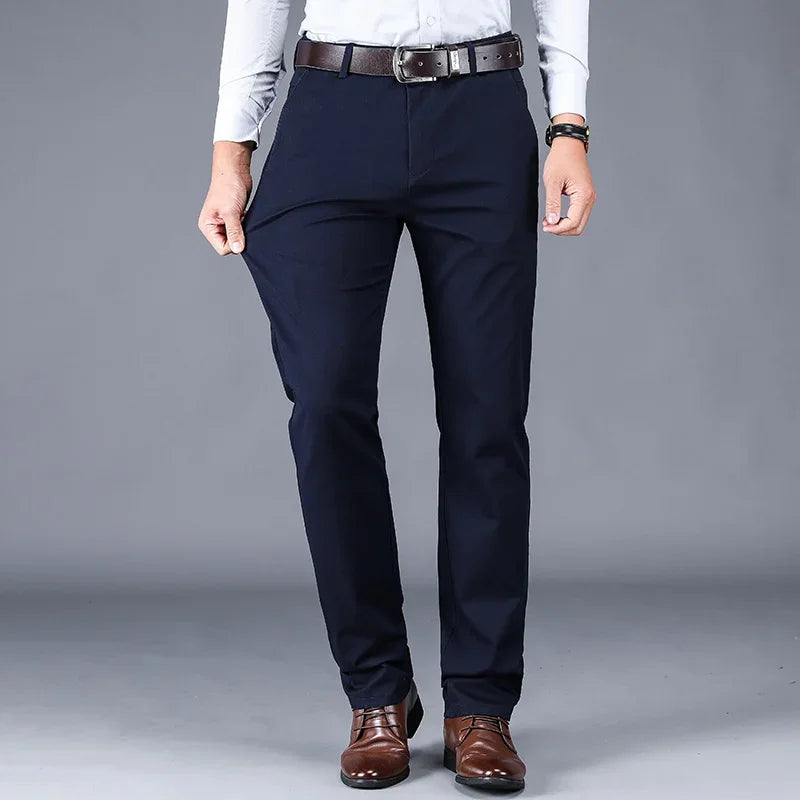 Men's Classic Straight Loose Casual Pants with Elastic Waistband