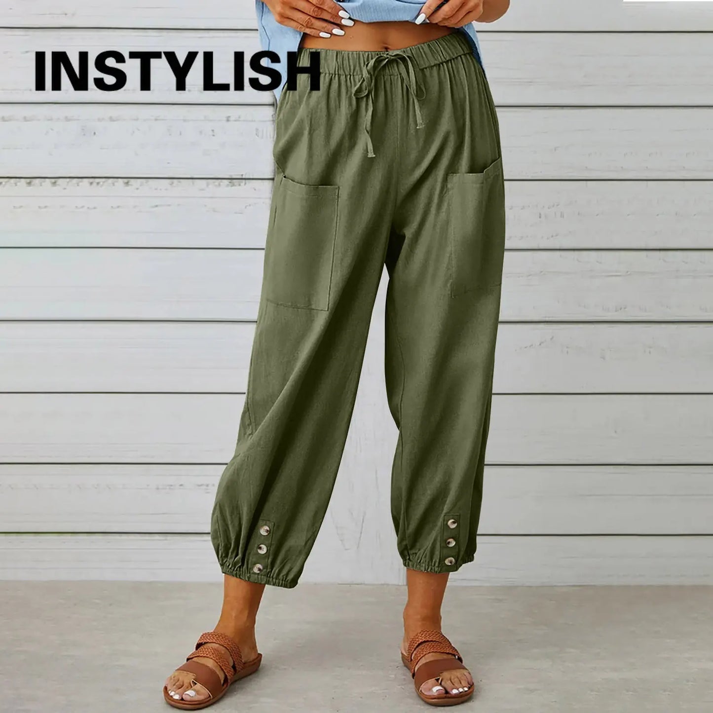 Women’s Loose Fit Cotton Linen Wide Leg Trousers for Comfort