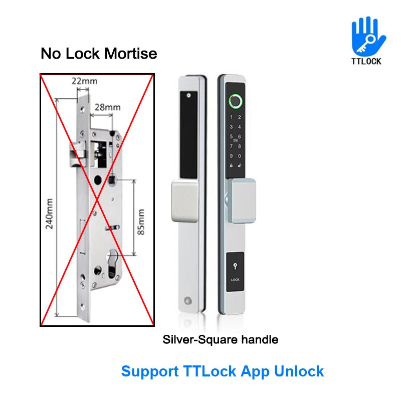 ZhdCookey Electronic Door Lock APP Remote Unlock Waterproof Fingerprint IC Card Password Aluminum Alloy Sliding Door Smart Lock