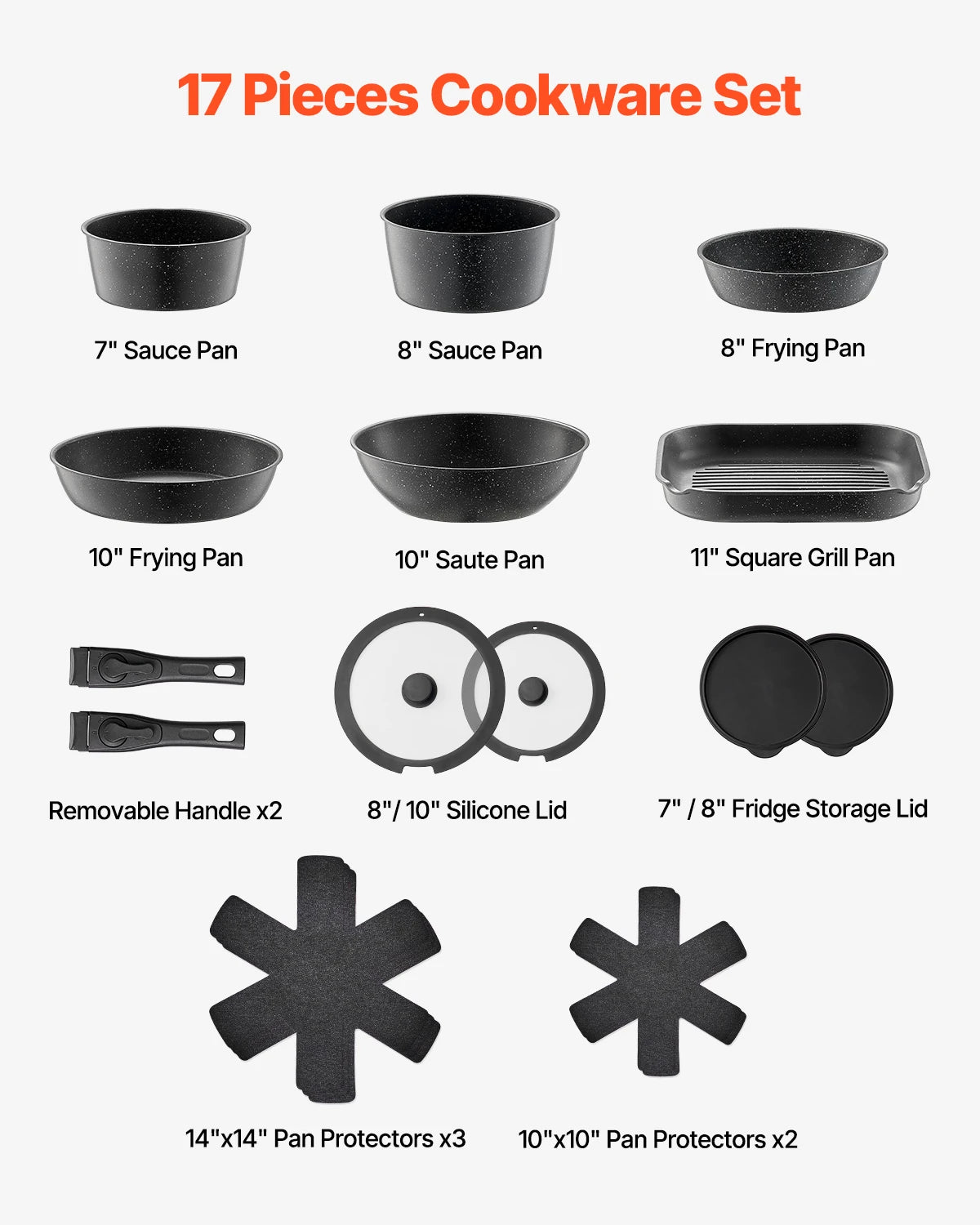 VEVOR 17 Piece Nonstick Cookware Set for Modern Kitchens