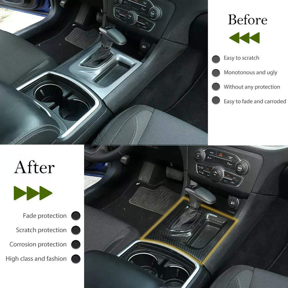 Dodge Charger Carbon Fiber Gear Shift Panel Decorative Trim