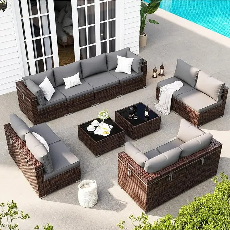 Modular 7-Piece Patio Conversation Set with Coffee Table