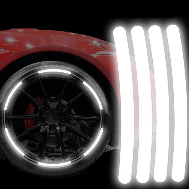 20 Pieces Car Tire Rim Reflective Stickers Night Safety Warning Strip Motorcycle Bike Auto Wheel Hub Reflector Decals
