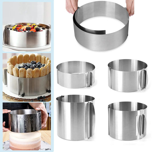 Adjustable Stainless Steel Cake Ring Mold for Perfect Baking