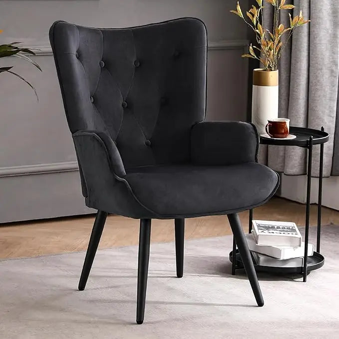 Modern Velvet Tufted Wingback Accent Chair for Cozy Lounging