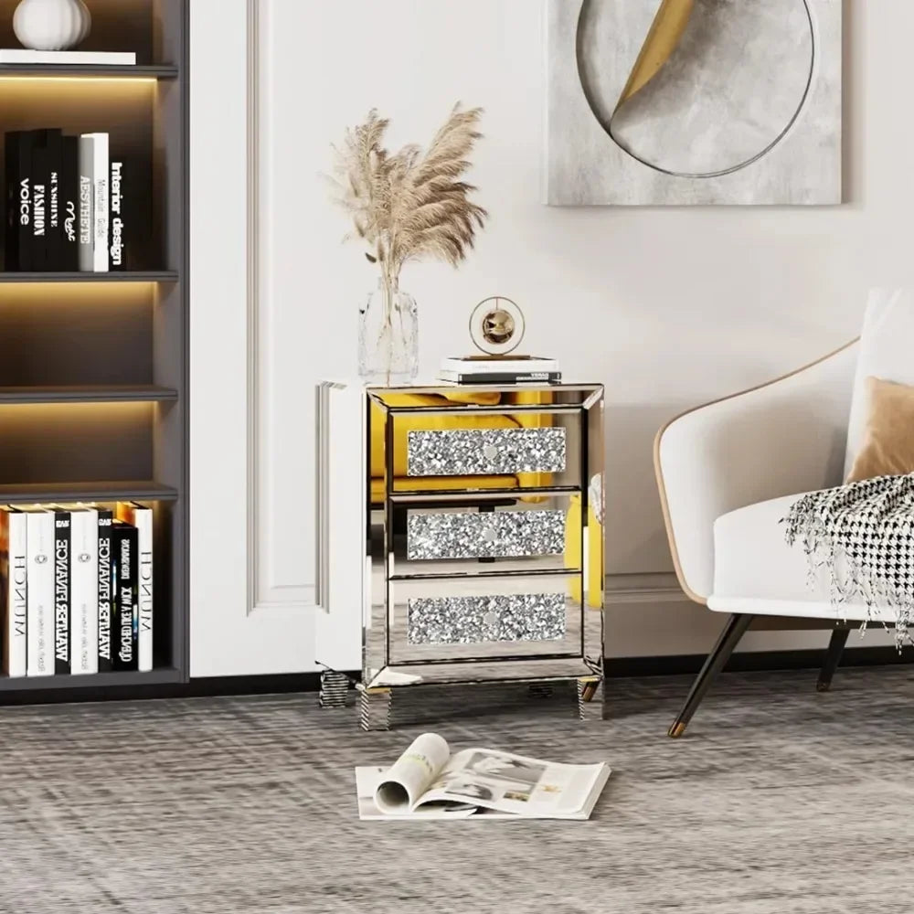 Mirrored Nightstand Set of Two for Stylish Living Rooms