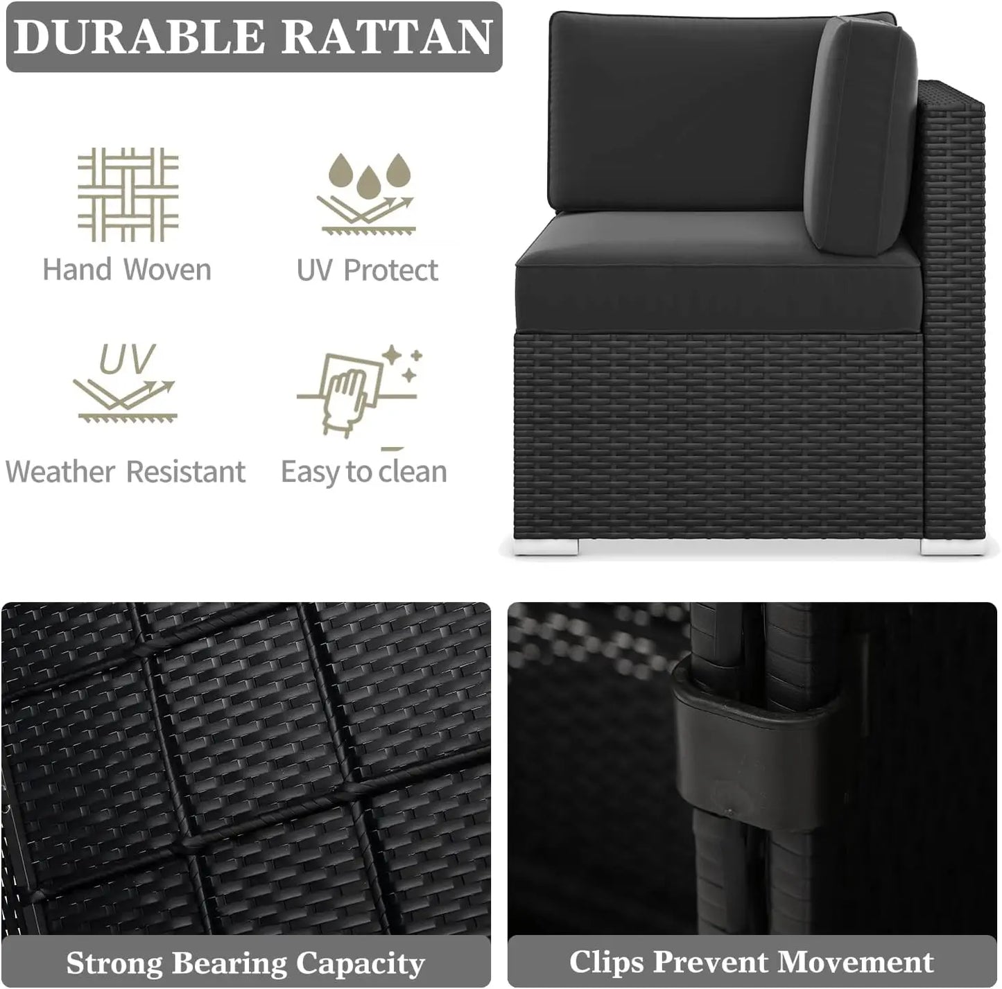 Outdoor Wicker Rattan Conversation Set With Fire Pit Table 15 Piece Patio Furniture Set