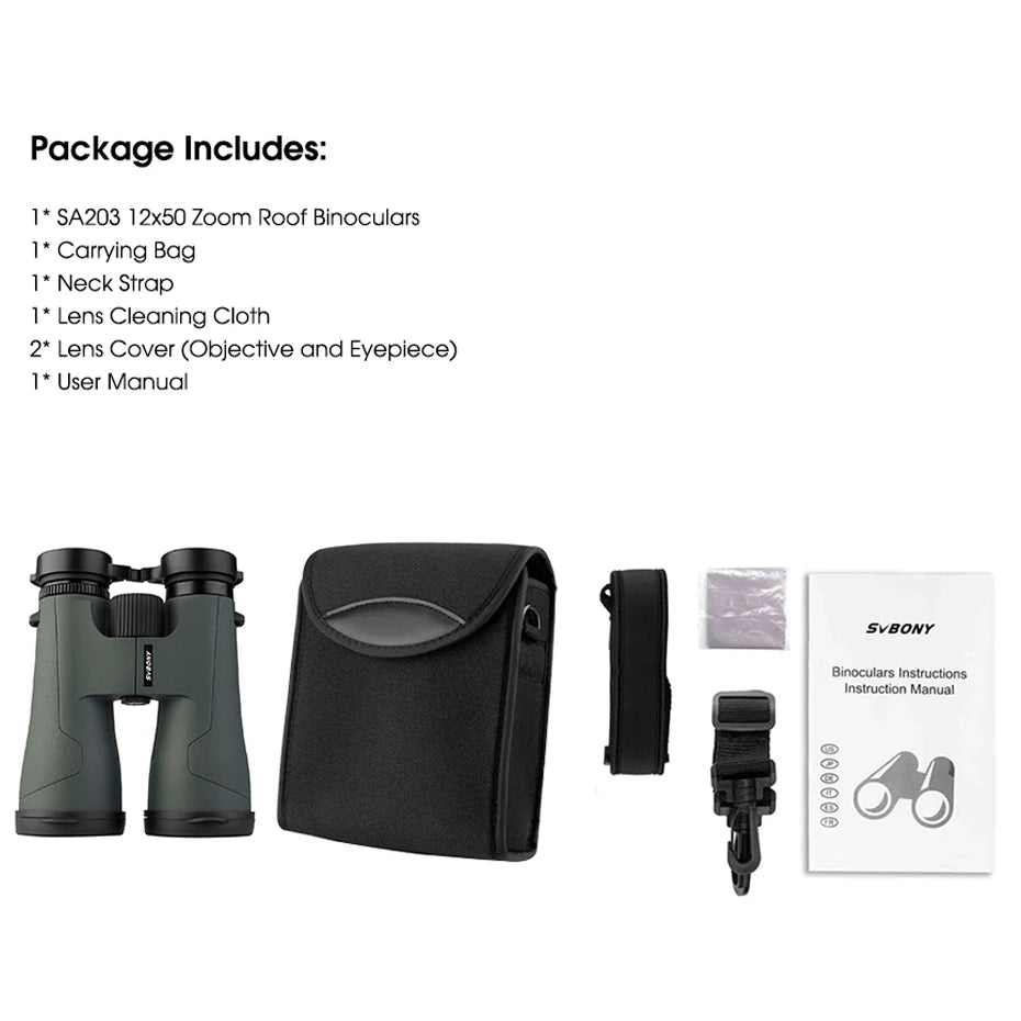 Svbony SA203 Binoculars Waterproof BAK4 IPX7 For Birdwatching