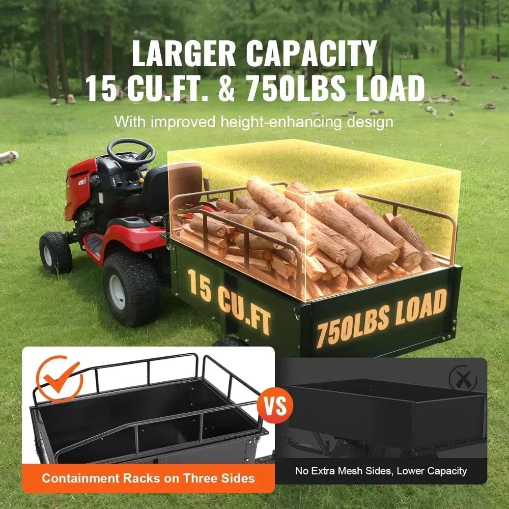 Heavy Duty ATV Trailer Dump Cart for Garden and Utility Use
