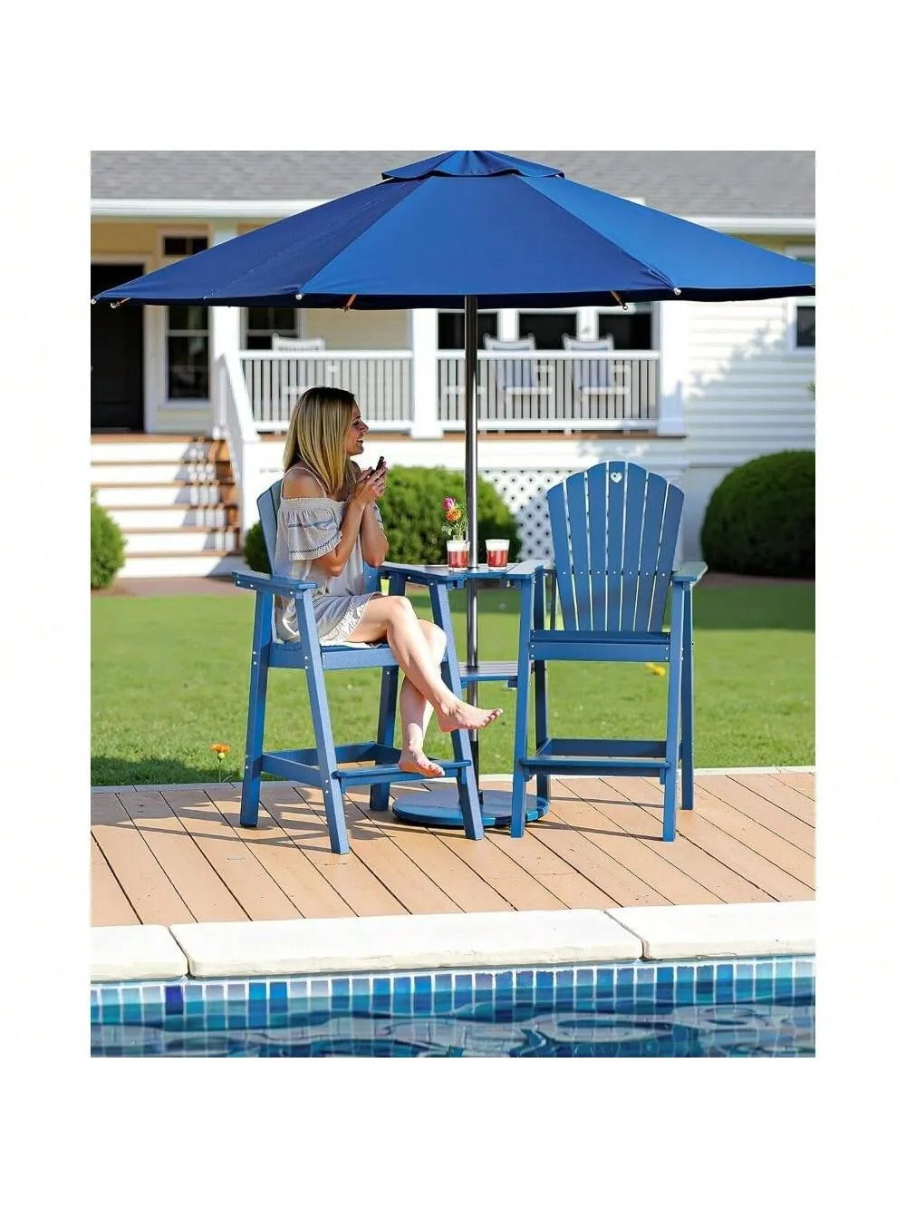 Adirondack Chairs Set Of 2 With Connecting Table HDPE