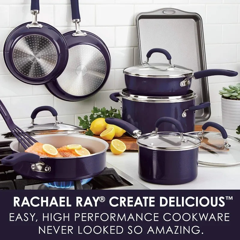 Rachael Ray Nonstick Cookware Set with PlatinumShield Technology