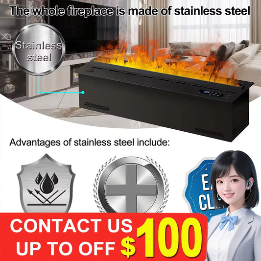 AFLYEVER Smart Atomization Fireplace With 3D Flame And Remote