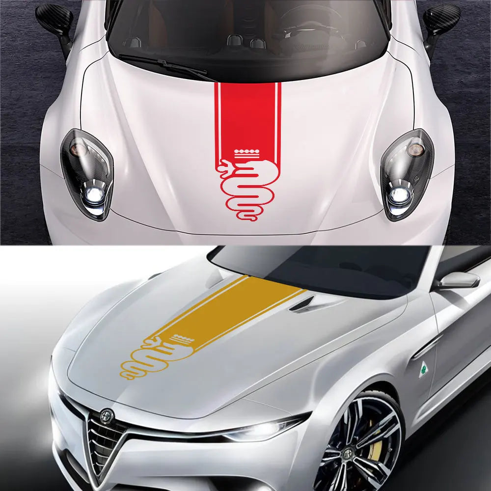 For Alfa Romeo 159 147 Giulietta Stelvio 4C MITO 156 Giulia Sportiva GT Car Hood Vinyl Decals Auto Accessories