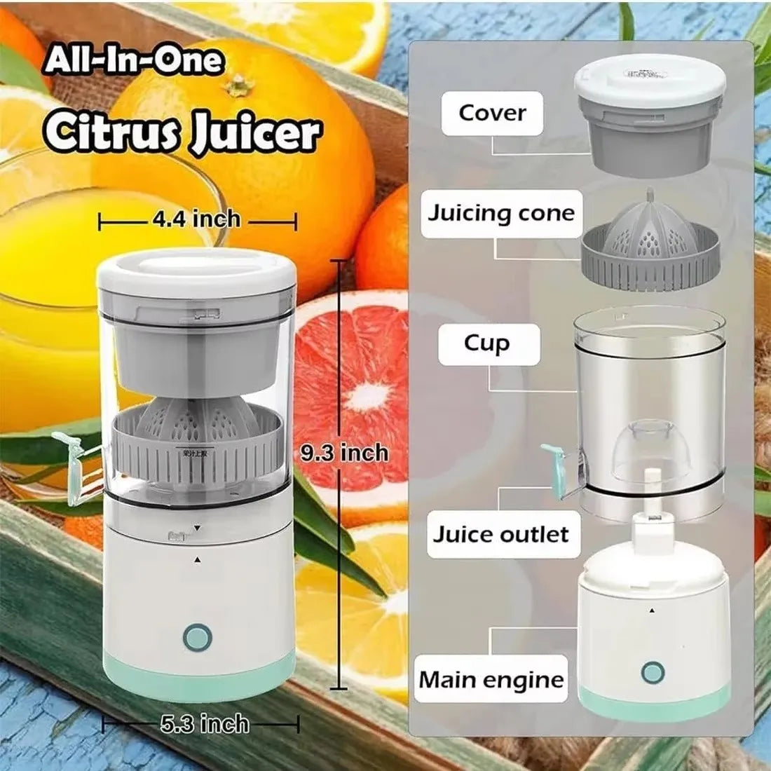 Portable Automatic Fruit Juicer with Residue Separation Technology