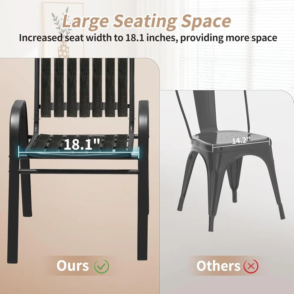 Huanzhuang Outdoor Patio Chairs Set Of 6 Stackable Durable