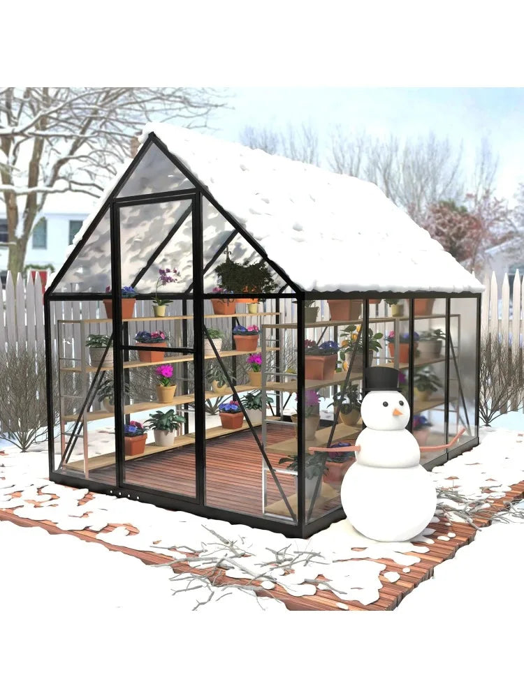 6 x 4 FT Polycarbonate Greenhouse Winter Greenhouses for Outdoors Outdoor Greenhouse with Roof Air Vent Heavy Duty Walk In