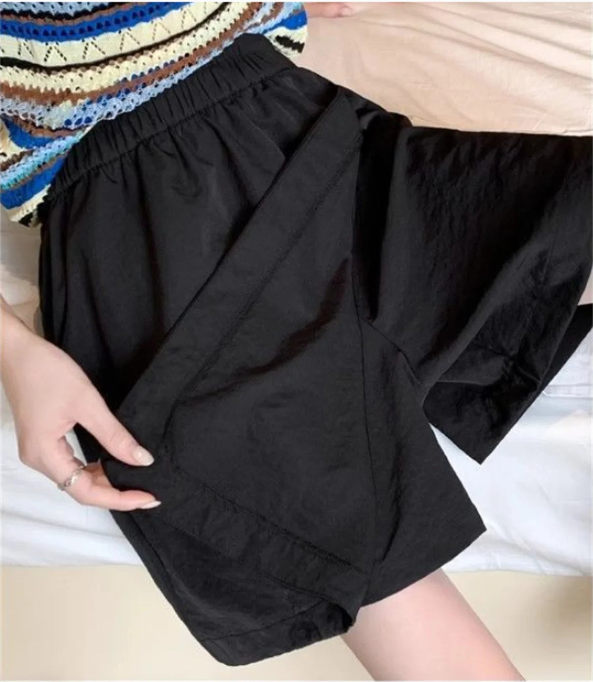 DOHTIH Women High Waist Loose Skirt Shorts