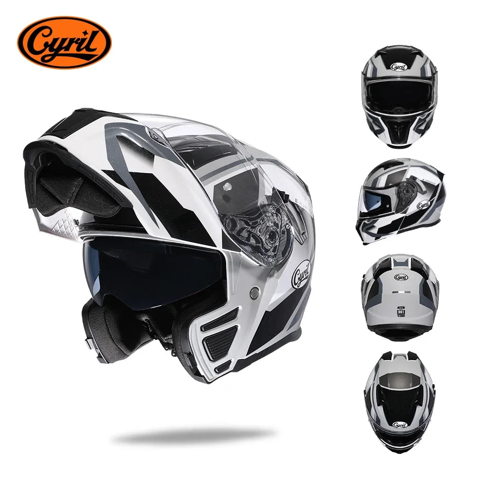 CYRIL Dual Visor Modular Motorcycle Helmet DOT Approved