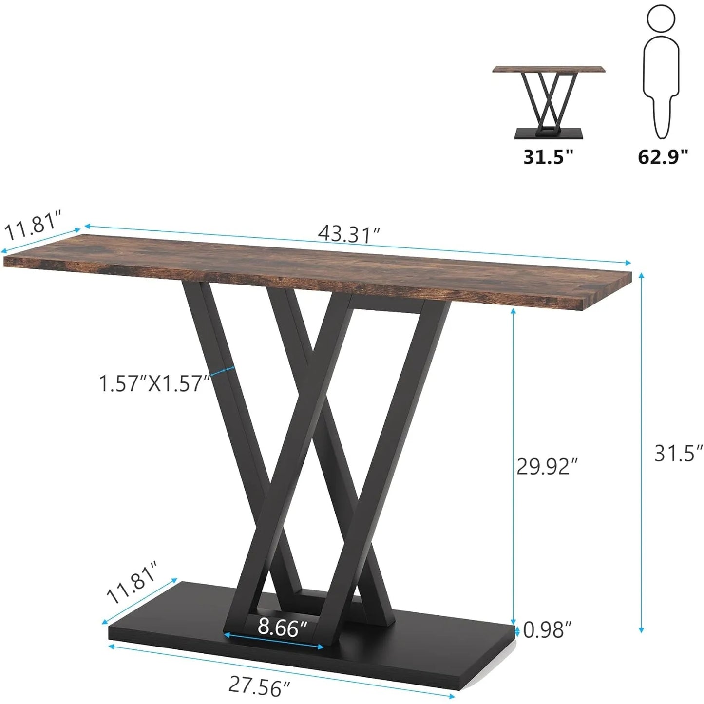 Little Tree Industrial Console Table For Entryway Hallway
