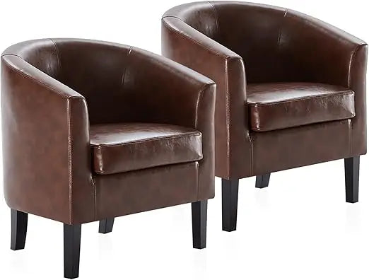 Linen Round Accent Barrel Chairs Set of Two