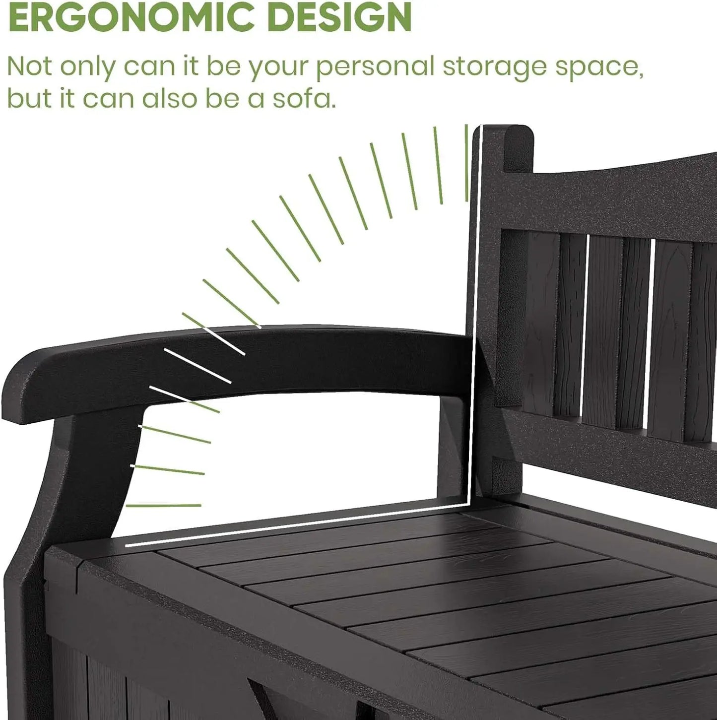 XMSJ 70 Gallon Plastic Storage Bench Water Resistant Deck Box for Patio Furniture Garden Tools Pool Outdoor