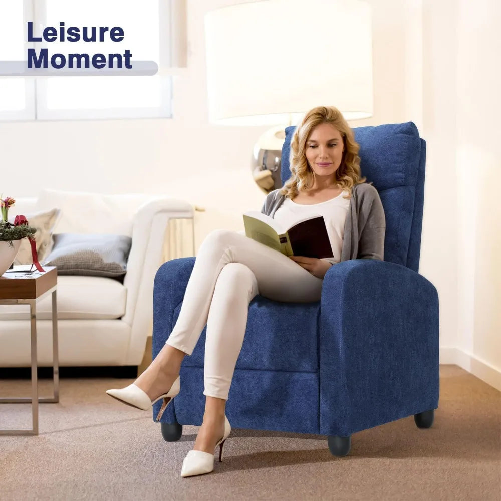 Linen Upholstered Luxurious Recliner Chair With Adjustable Backrest And Footrest