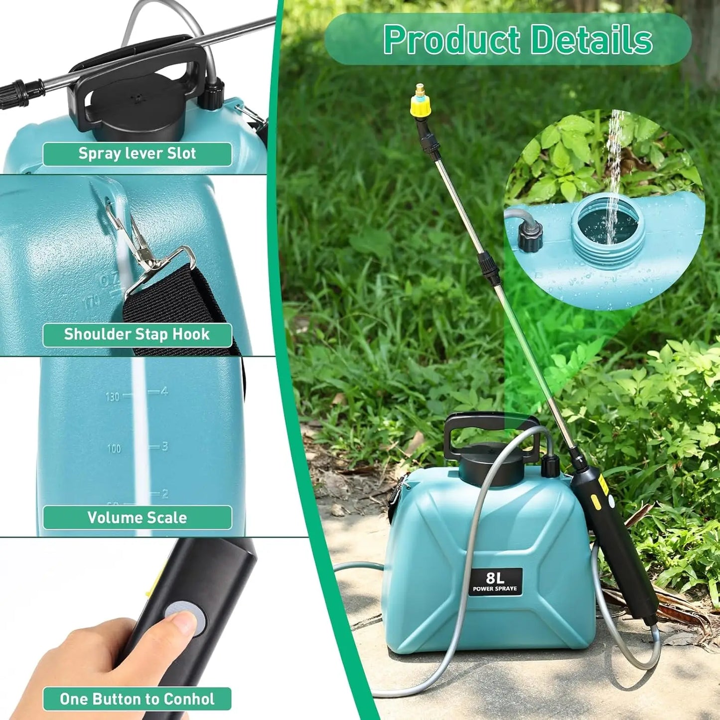 8L Automatic Electric Garden Plant Sprayer Handheld Rechargeable Atomization Watering Can