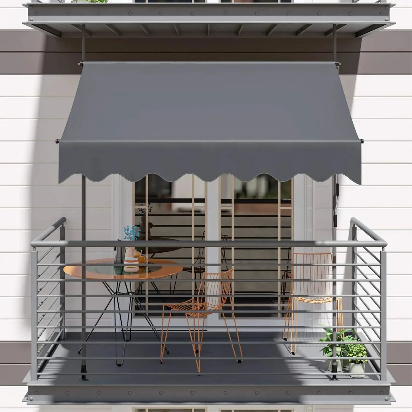 Retractable Outdoor Patio Awning Sunshade Canopy for Backyard