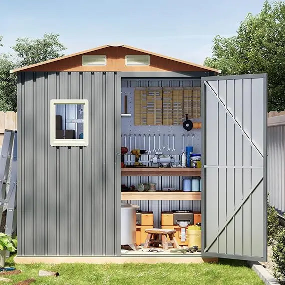 MultiUse Steel Garden Shed With Lockable Doors And Window Vent
