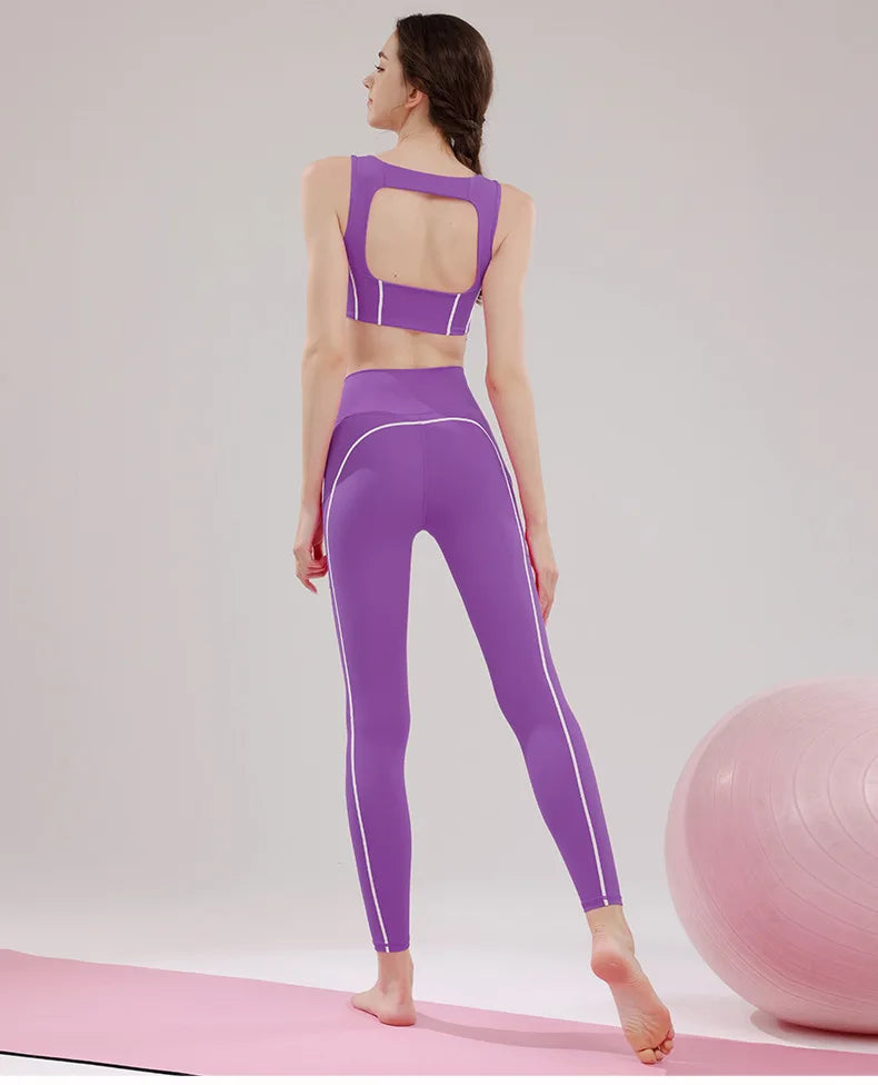 Guangdong Women Fitness Two Piece Sports Set Waist Cinching